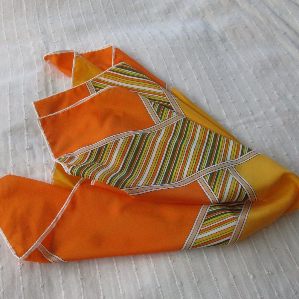 1970s yellow & orange striped scarf - Picture 6 of 7